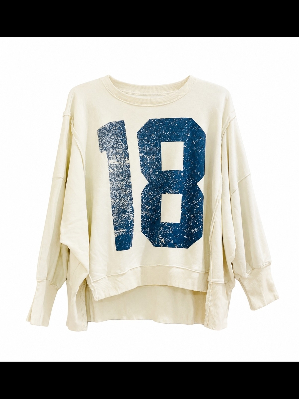 Free People Camden Sweatshirt M 18 Graphic Oversized Distressed Pullover - Picture 2 of 9